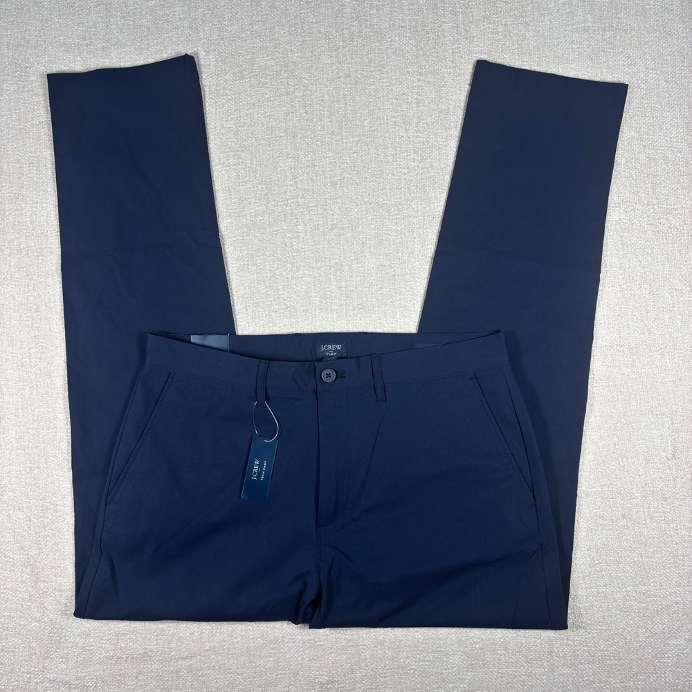 New J.Crew Flex Tech Pant Mens 32x30 Navy Blue Slim Fit Performance Trousers